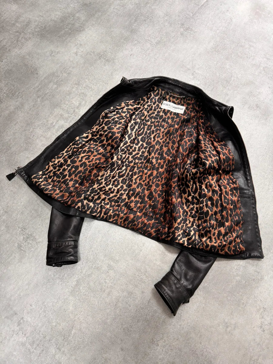 SS2002 Dolce & Gabbana Cargo Black Multi Zips Leather Jacket GomFvYa 2