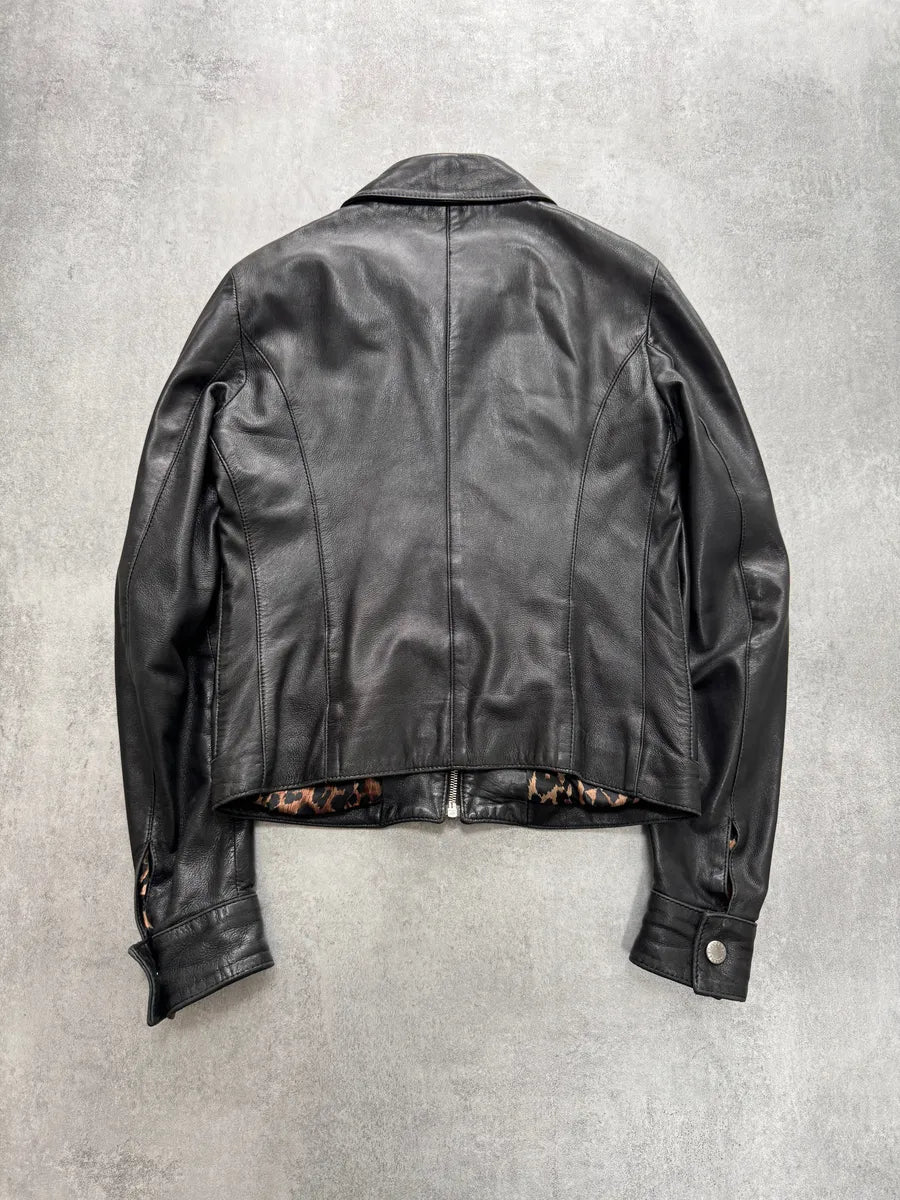 SS2002 Dolce & Gabbana Cargo Black Multi Zips Leather Jacket GomFvYa 1