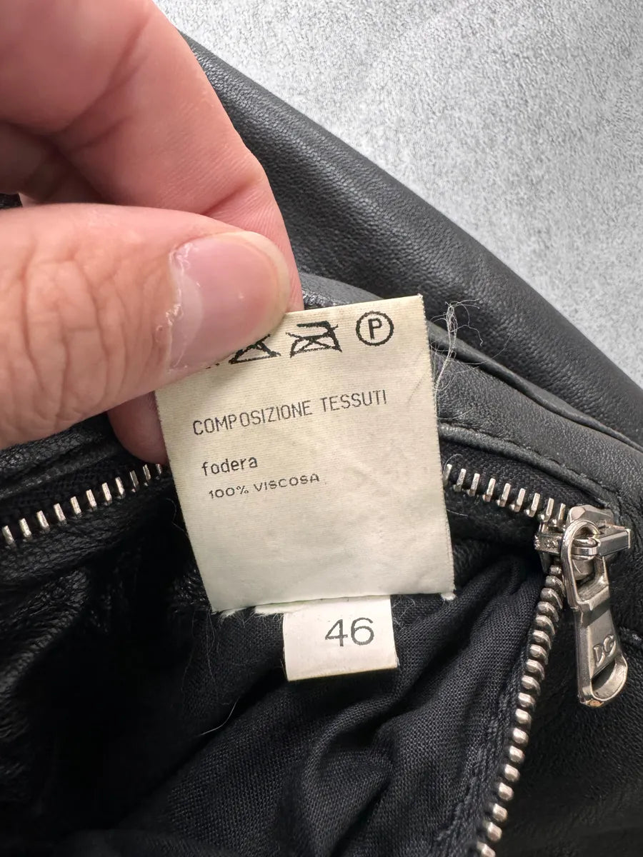 SS2002 Dolce & Gabbana Cargo Black Multi Zips Leather Jacket GomFvYa 7