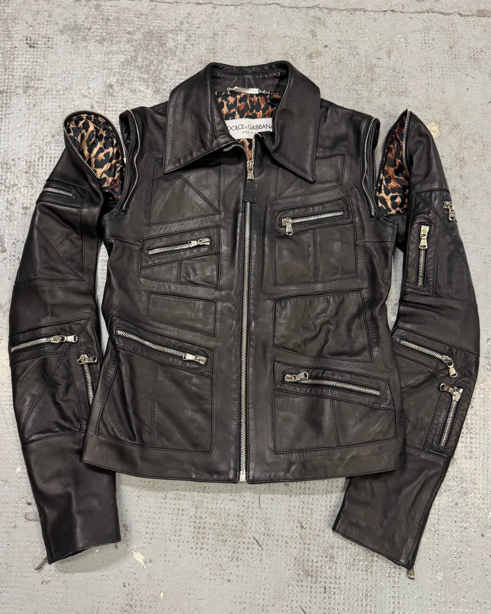SS2002 Dolce & Gabbana Multi-Zip Cropped Leather Jacket – Dolce SS2002 Dolce & Gabbana Multi-Zip Cropped Leather Jacket – Dolce