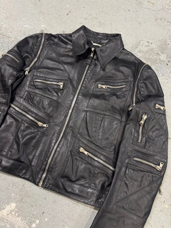 SS2002 Dolce & Gabbana Multi-Zip Cropped Leather Jacket WRBhDXH 2