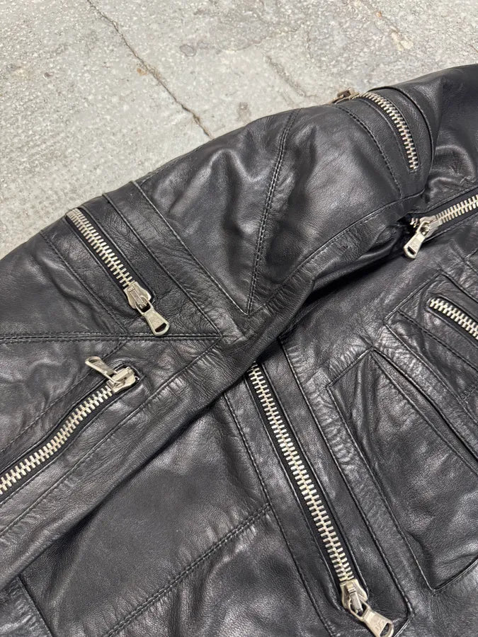 SS2002 Dolce & Gabbana Multi-Zip Cropped Leather Jacket WRBhDXH 3