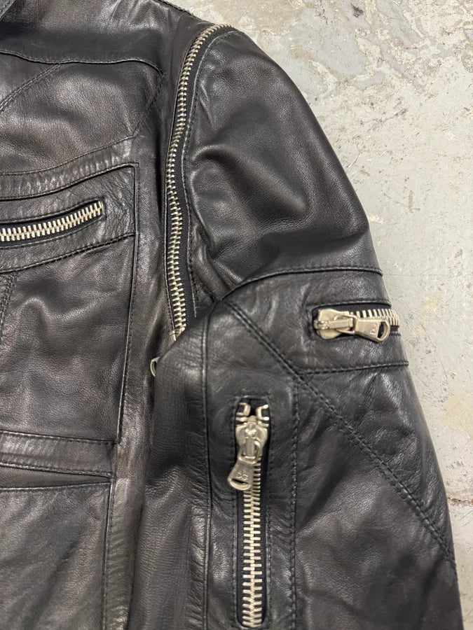 SS2002 Dolce & Gabbana Multi-Zip Cropped Leather Jacket WRBhDXH 5