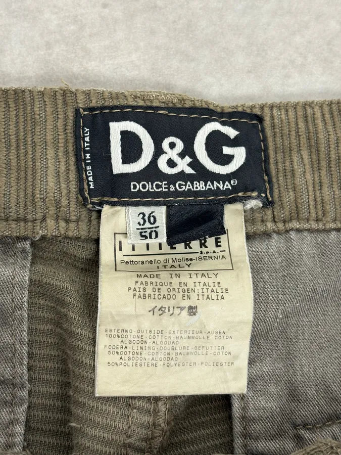 SS2002 Dolce & Gabbana Olive Green Cargo Utility Cordurroy Pants avTazeX 11