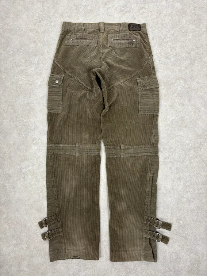 SS2002 Dolce & Gabbana Olive Green Cargo Utility Cordurroy Pants avTazeX 6