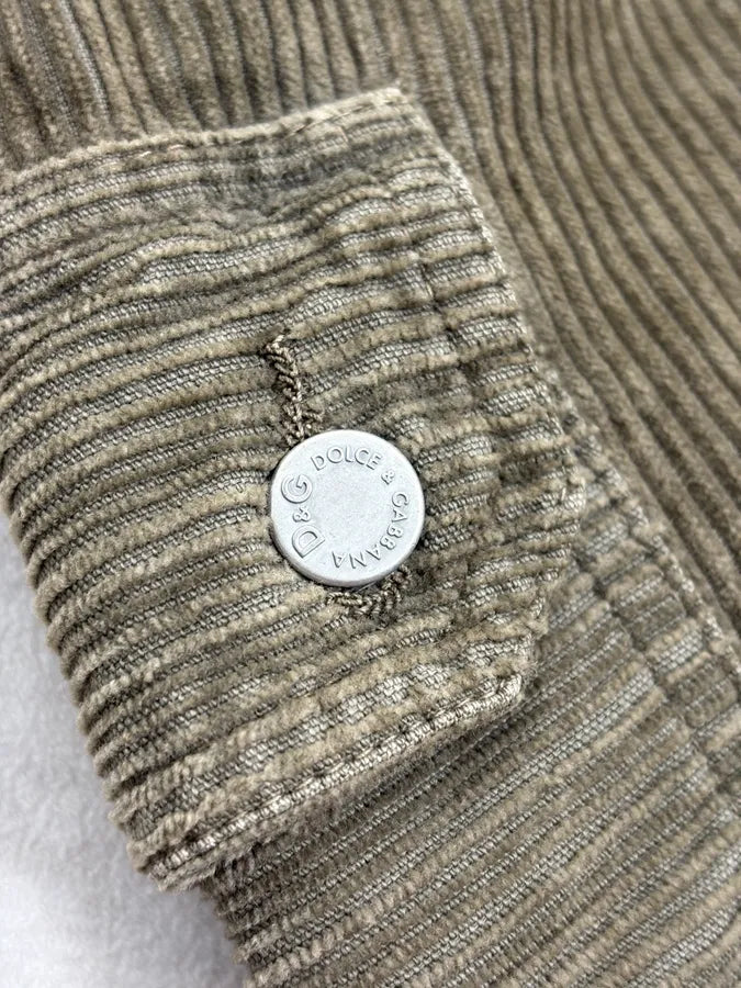 SS2002 Dolce & Gabbana Olive Green Cargo Utility Cordurroy Pants avTazeX 7