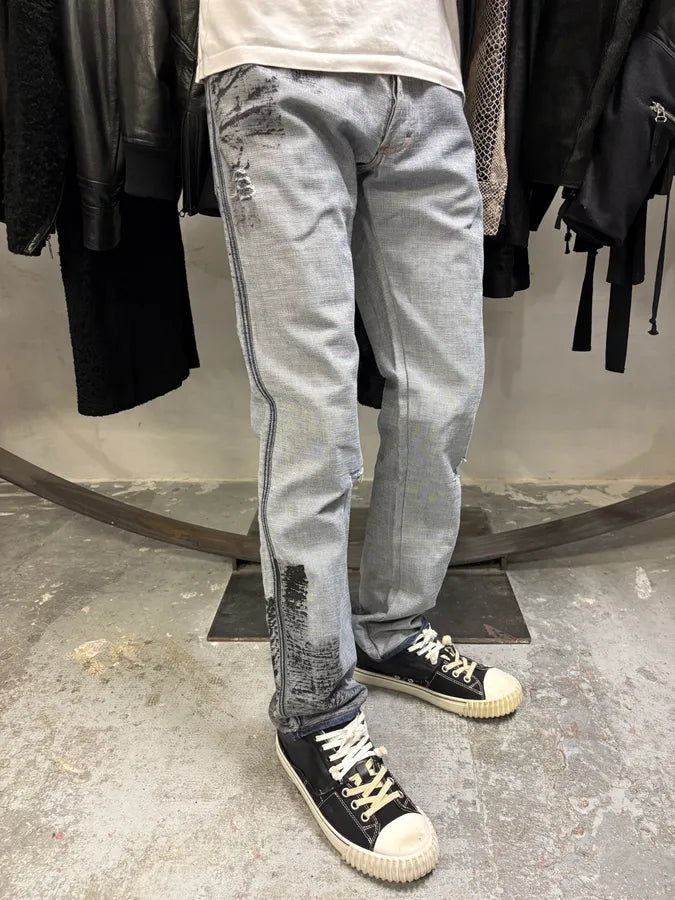 SS2002 Dolce & Gabbana Reversed Painted Effect Denim Jeans XVHkGKx 1