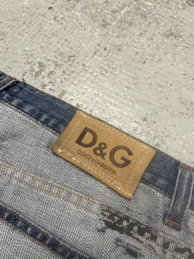 SS2002 Dolce & Gabbana Reversed Painted Effect Denim Jeans XVHkGKx 10