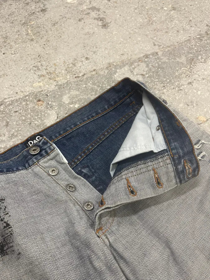 SS2002 Dolce & Gabbana Reversed Painted Effect Denim Jeans XVHkGKx 11