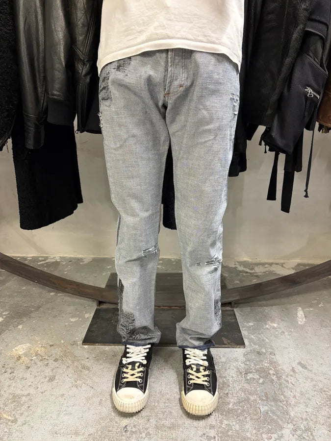 SS2002 Dolce & Gabbana Reversed Painted Effect Denim Jeans XVHkGKx 2
