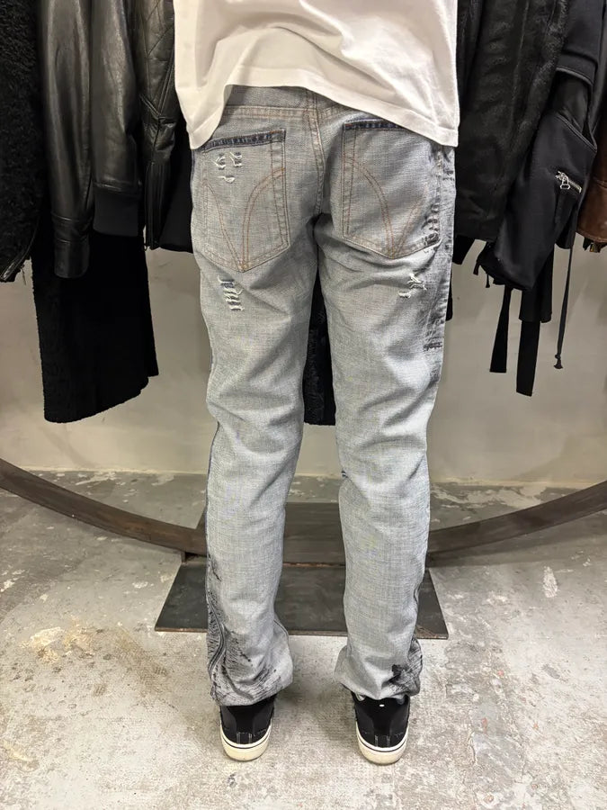 SS2002 Dolce & Gabbana Reversed Painted Effect Denim Jeans XVHkGKx 3