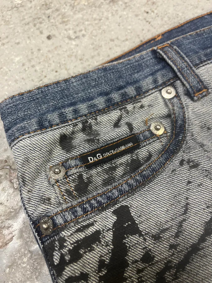 SS2002 Dolce & Gabbana Reversed Painted Effect Denim Jeans XVHkGKx 7