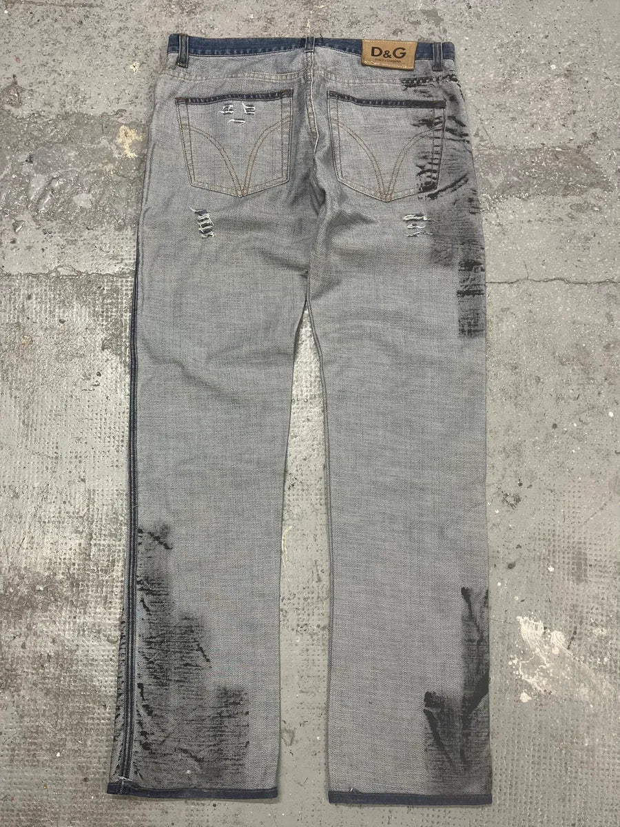 SS2002 Dolce & Gabbana Reversed Painted Effect Denim Jeans XVHkGKx 8