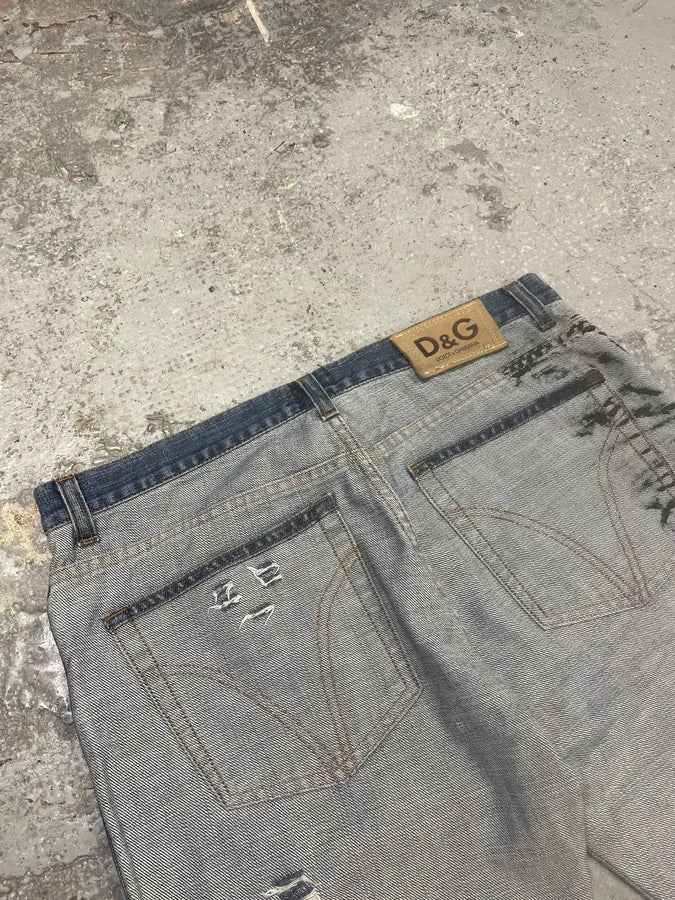 SS2002 Dolce & Gabbana Reversed Painted Effect Denim Jeans XVHkGKx 9