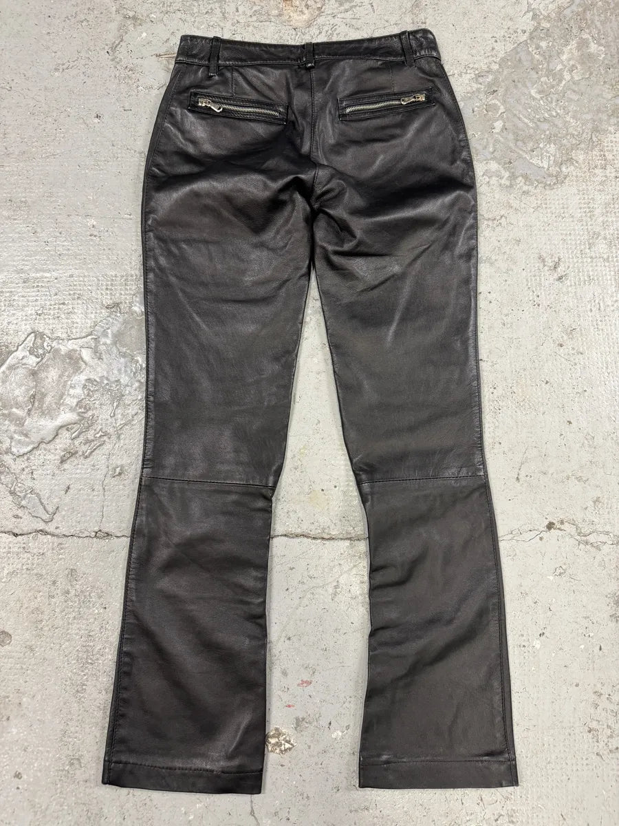 SS2002 Dolce & Gabbana Zip Utility Black Leather Pants (XS/S) mytCYhk 1