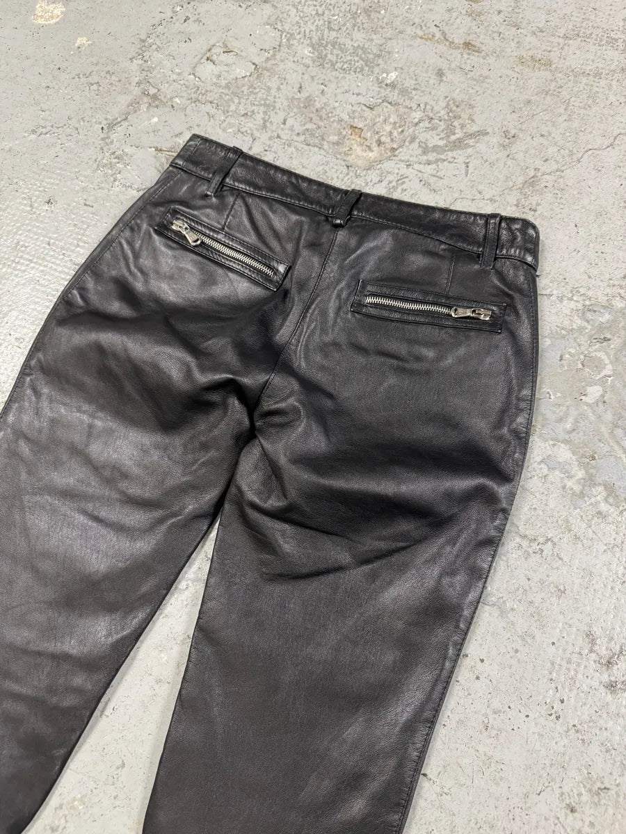 SS2002 Dolce & Gabbana Zip Utility Black Leather Pants (XS/S) mytCYhk 2