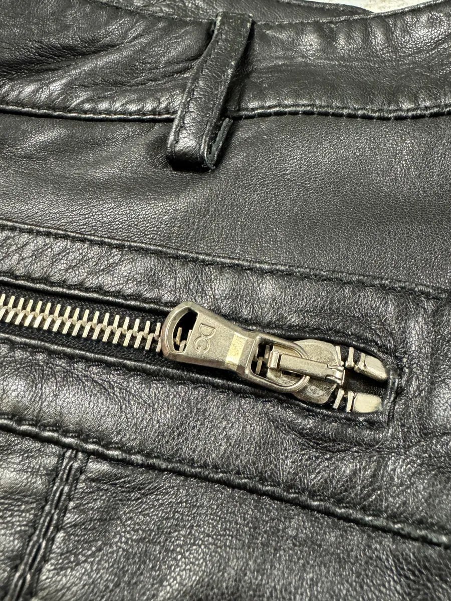 SS2002 Dolce & Gabbana Zip Utility Black Leather Pants (XS/S) mytCYhk 4