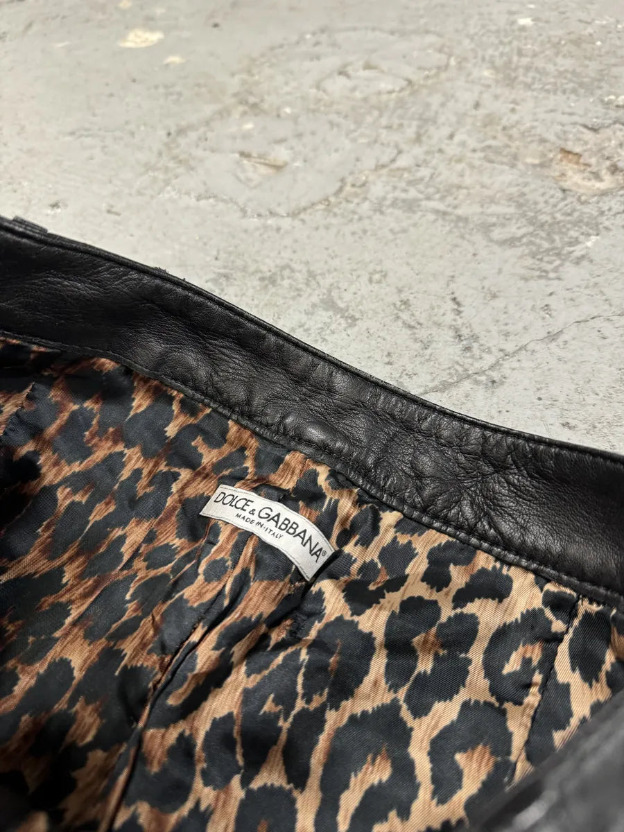 SS2002 Dolce & Gabbana Zip Utility Black Leather Pants (XS/S) mytCYhk 6