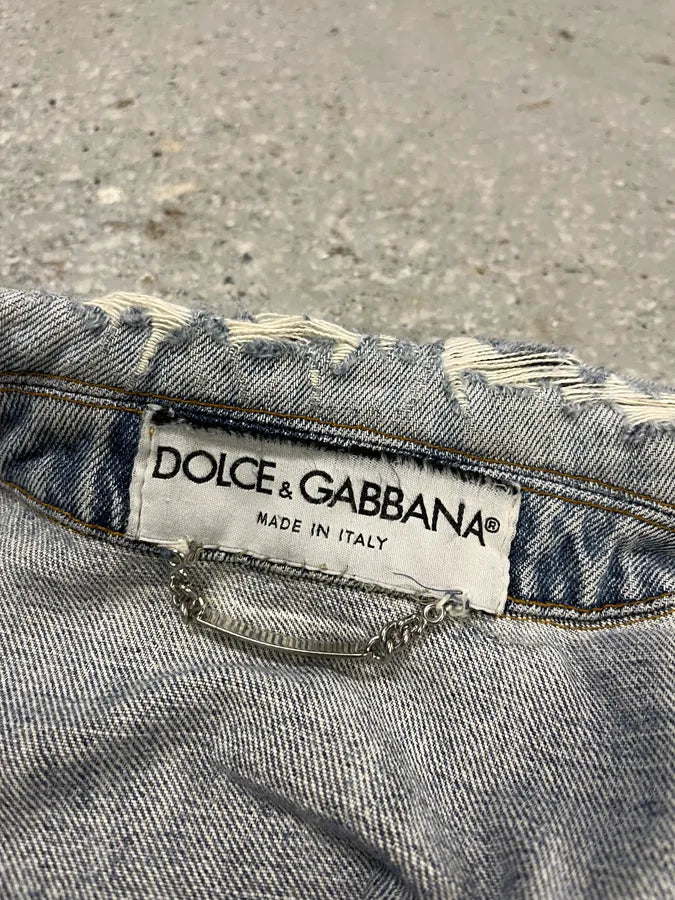 SS2002 Dolce & Gabbana Blue Painted Denim Jacket (M) (M) LdEheBl 10