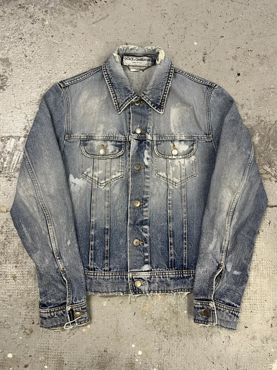 SS2002 Dolce & Gabbana Blue Painted Denim Jacket (M) (M) LdEheBl 3