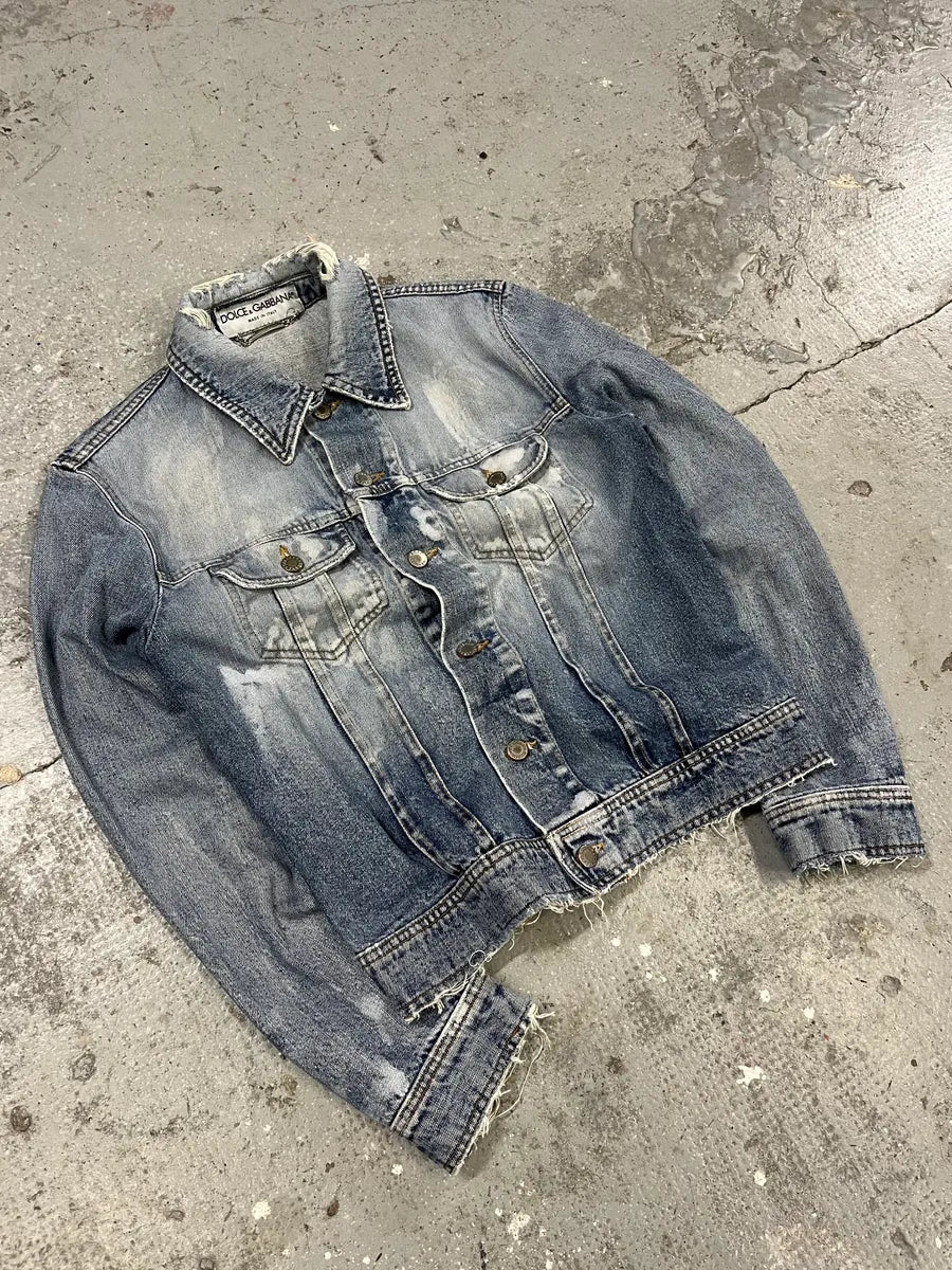 SS2002 Dolce & Gabbana Blue Painted Denim Jacket (M) (M) LdEheBl 4