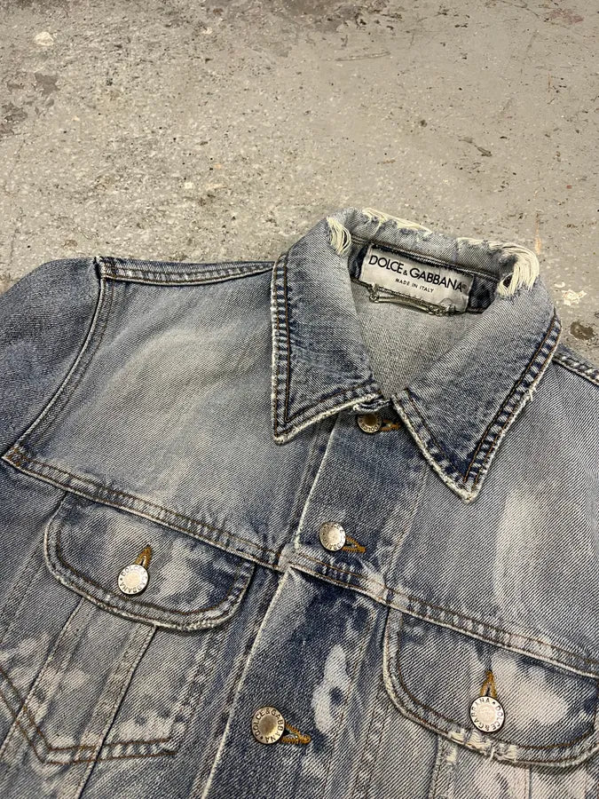 SS2002 Dolce & Gabbana Blue Painted Denim Jacket (M) (M) LdEheBl 5