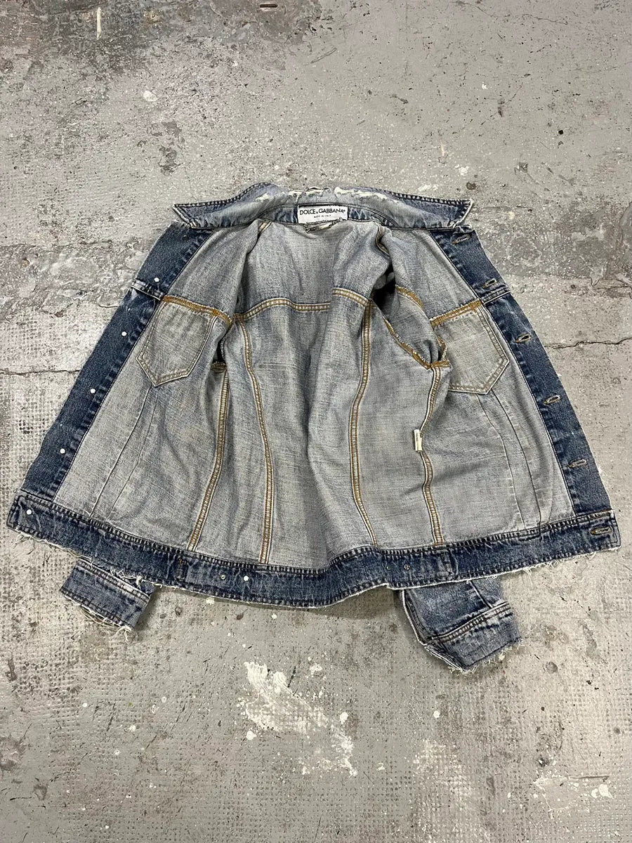 SS2002 Dolce & Gabbana Blue Painted Denim Jacket (M) (M) LdEheBl 9