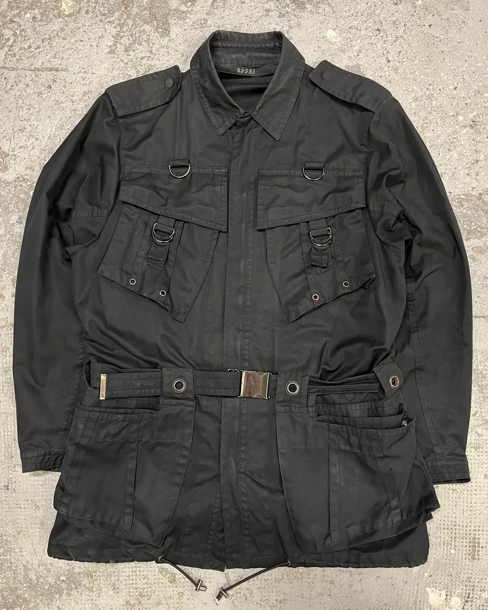 SS2002 Gucci by Tom Ford Imperial Long Black Jacket dZYuVns 0