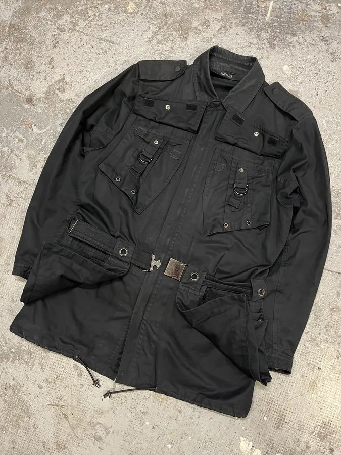 SS2002 Gucci by Tom Ford Imperial Long Black Jacket dZYuVns 6