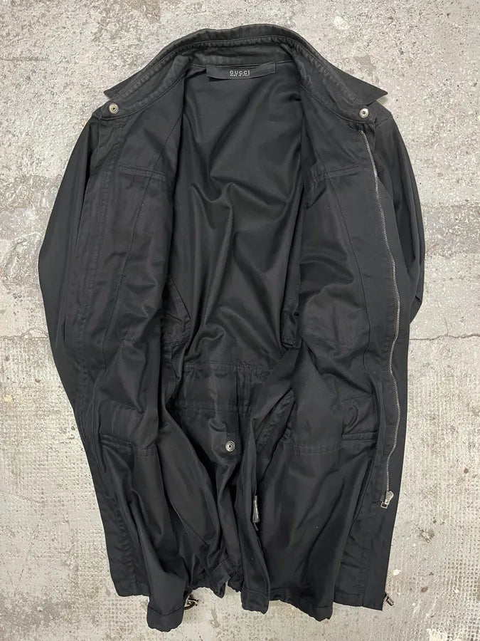 SS2002 Gucci by Tom Ford Imperial Long Black Jacket dZYuVns 8