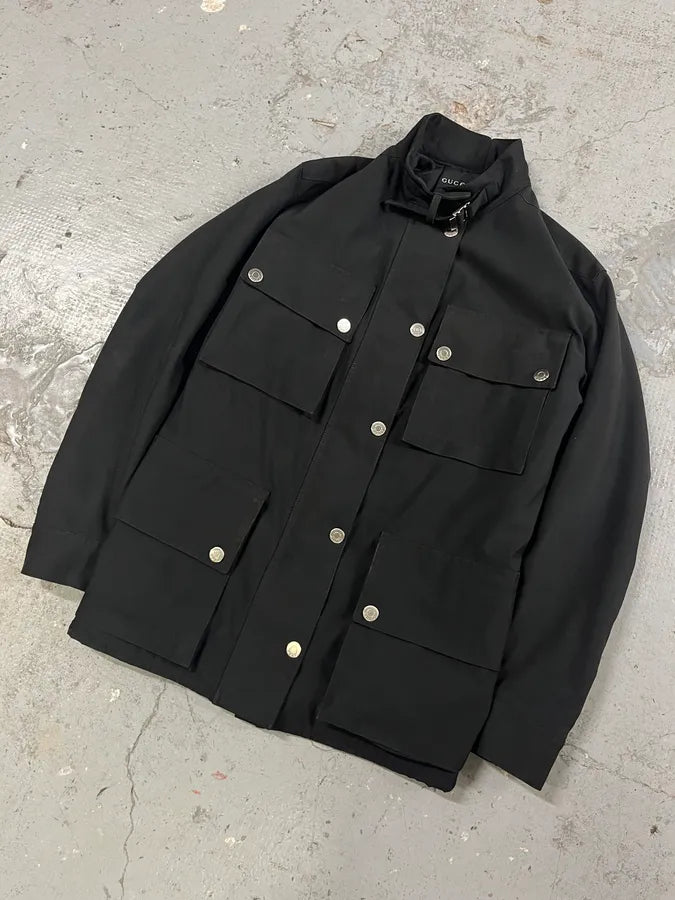 SS2002 Gucci Multi Pockets Imperial Black Jacket ajxCBTg 3