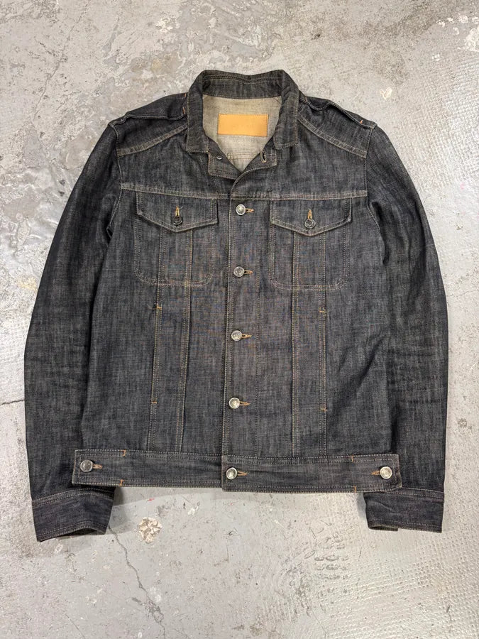 SS2002 Gucci Tom Ford Biker Raw Grey Denim Jacket (S) 3