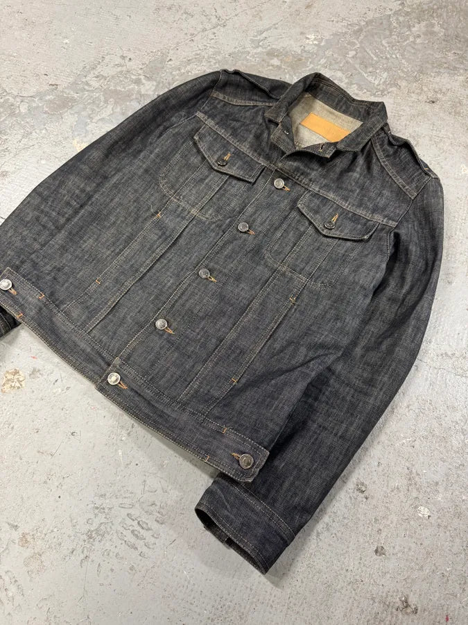 SS2002 Gucci Tom Ford Biker Raw Grey Denim Jacket (S) 4