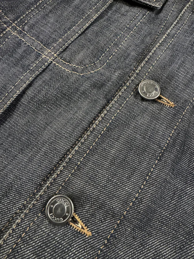 SS2002 Gucci Tom Ford Biker Raw Grey Denim Jacket (S) 5