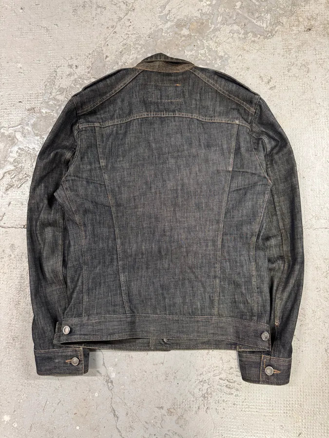 SS2002 Gucci Tom Ford Biker Raw Grey Denim Jacket (S) 6
