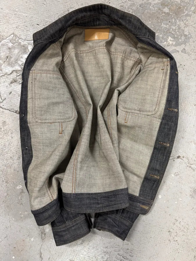 SS2002 Gucci Tom Ford Biker Raw Grey Denim Jacket (S) 8