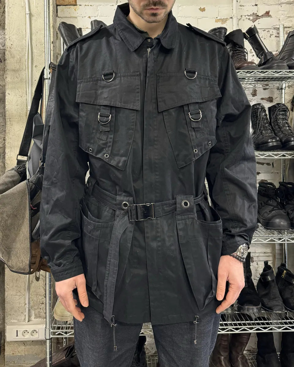 SS2002 Gucci Tom Ford Black Imperial Nylon Trench Jacket (L) 0