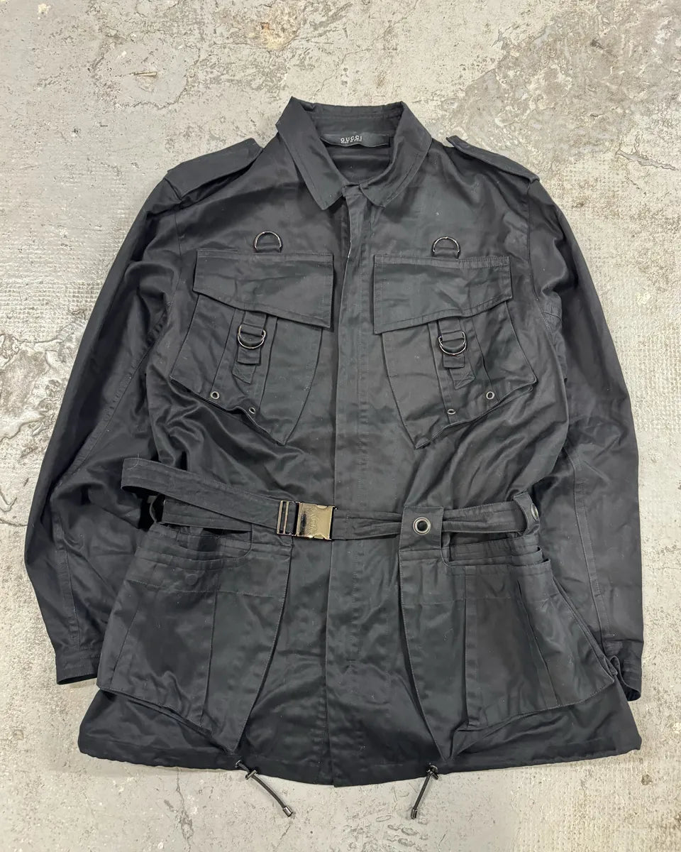 SS2002 Gucci Tom Ford Black Imperial Nylon Trench Jacket (L) 2