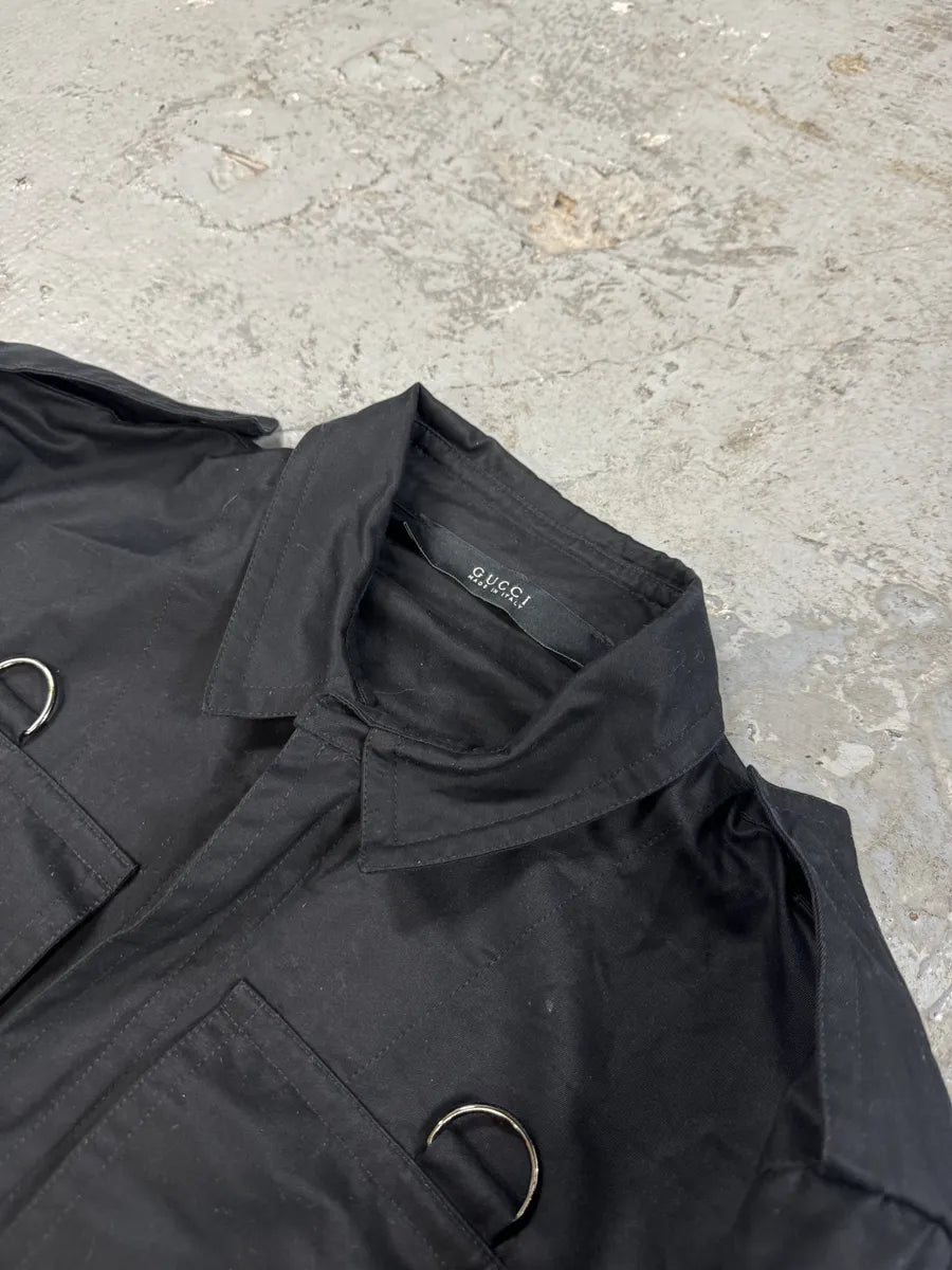 SS2002 Gucci Tom Ford Black Imperial Nylon Trench Jacket (L) 9