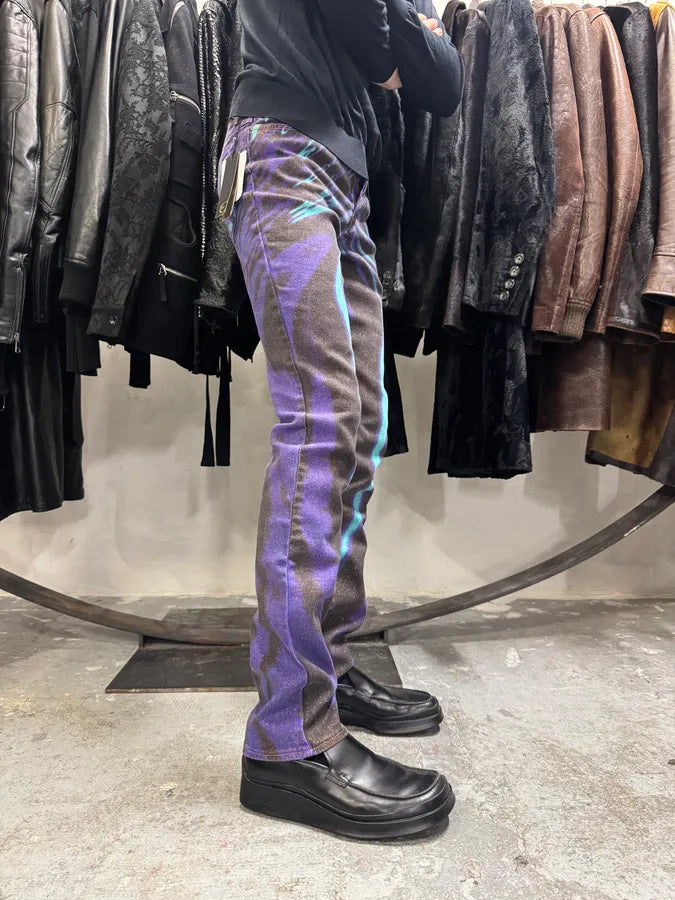 SS2002 Just Cavalli Hallucination purple Zebra Design Jeans (S) PJEKVGX 1