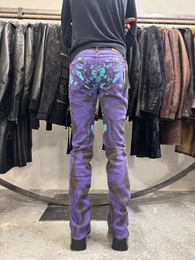 SS2002 Just Cavalli Hallucination purple Zebra Design Jeans (S) PJEKVGX 2