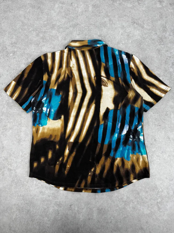 SS2002 Just Cavalli Psychedelic Hallucination Blue Flowers Shirt eXlbNBu 3