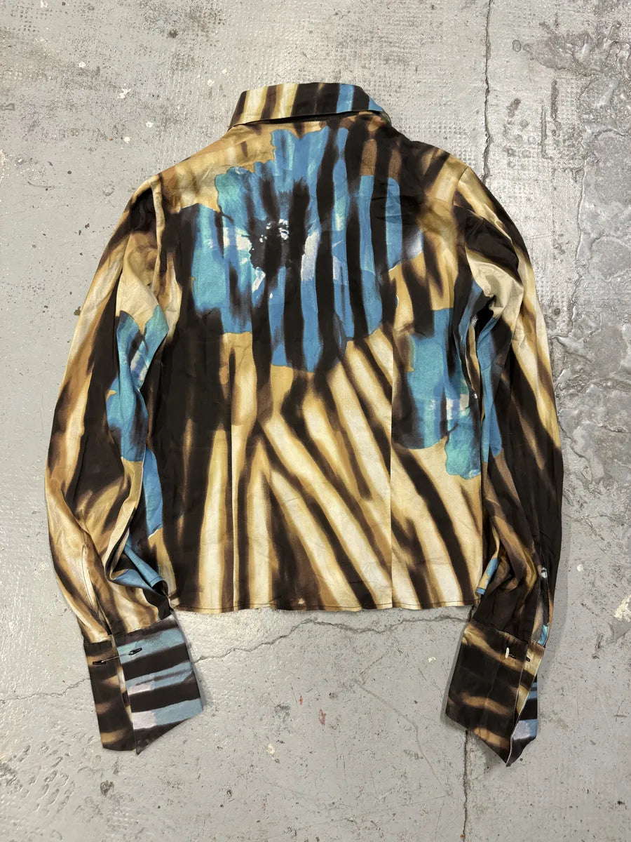 SS2002 Just Cavalli Psychedelic Hallucination Blue Flowers Shirt nINoECu 1