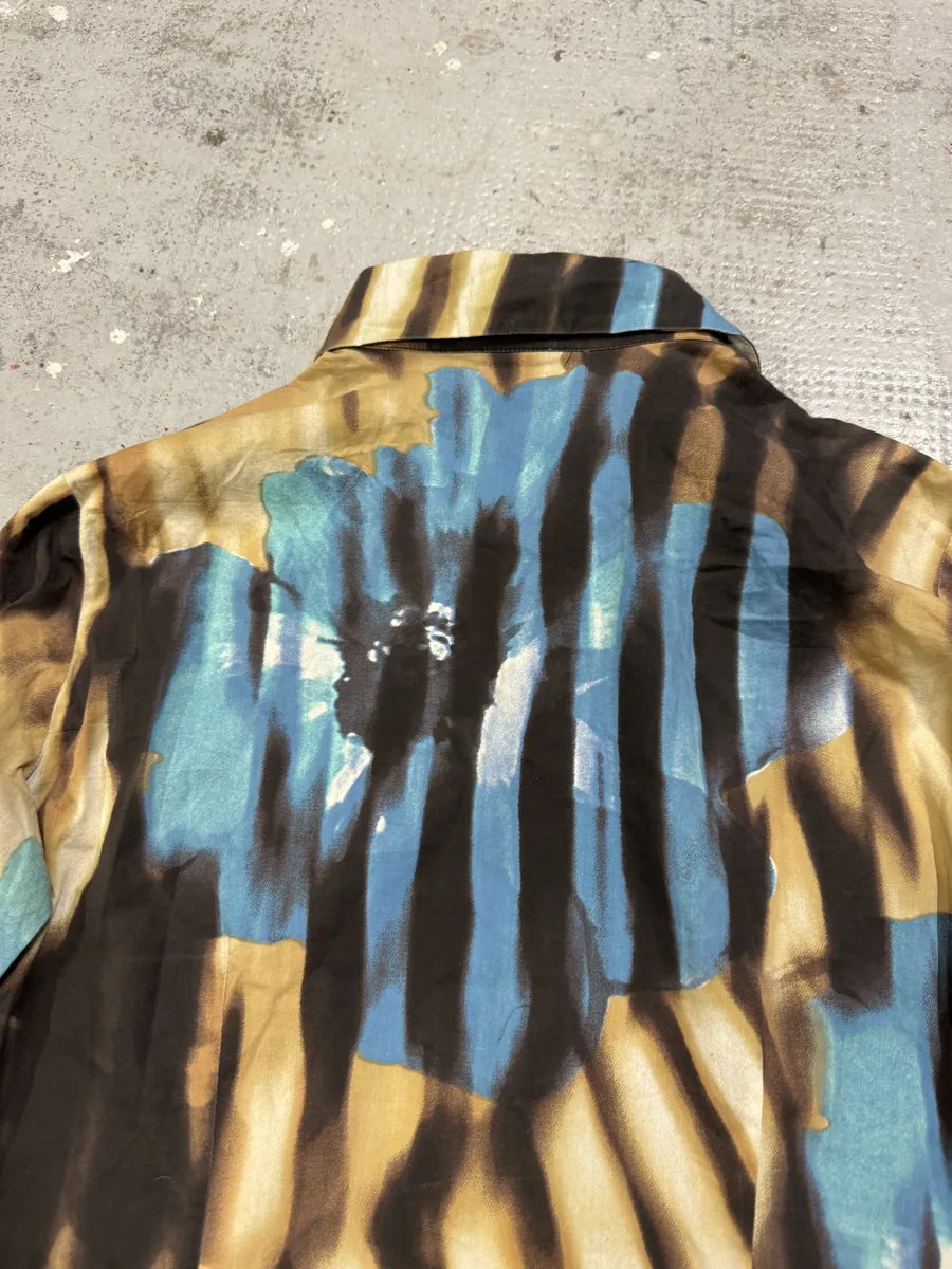 SS2002 Just Cavalli Psychedelic Hallucination Blue Flowers Shirt nINoECu 4