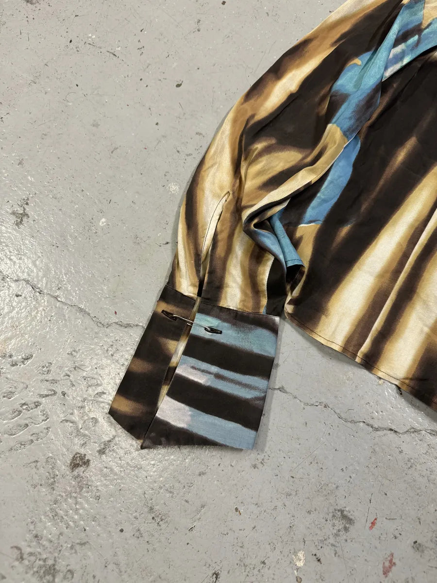 SS2002 Just Cavalli Psychedelic Hallucination Blue Flowers Shirt nINoECu 6