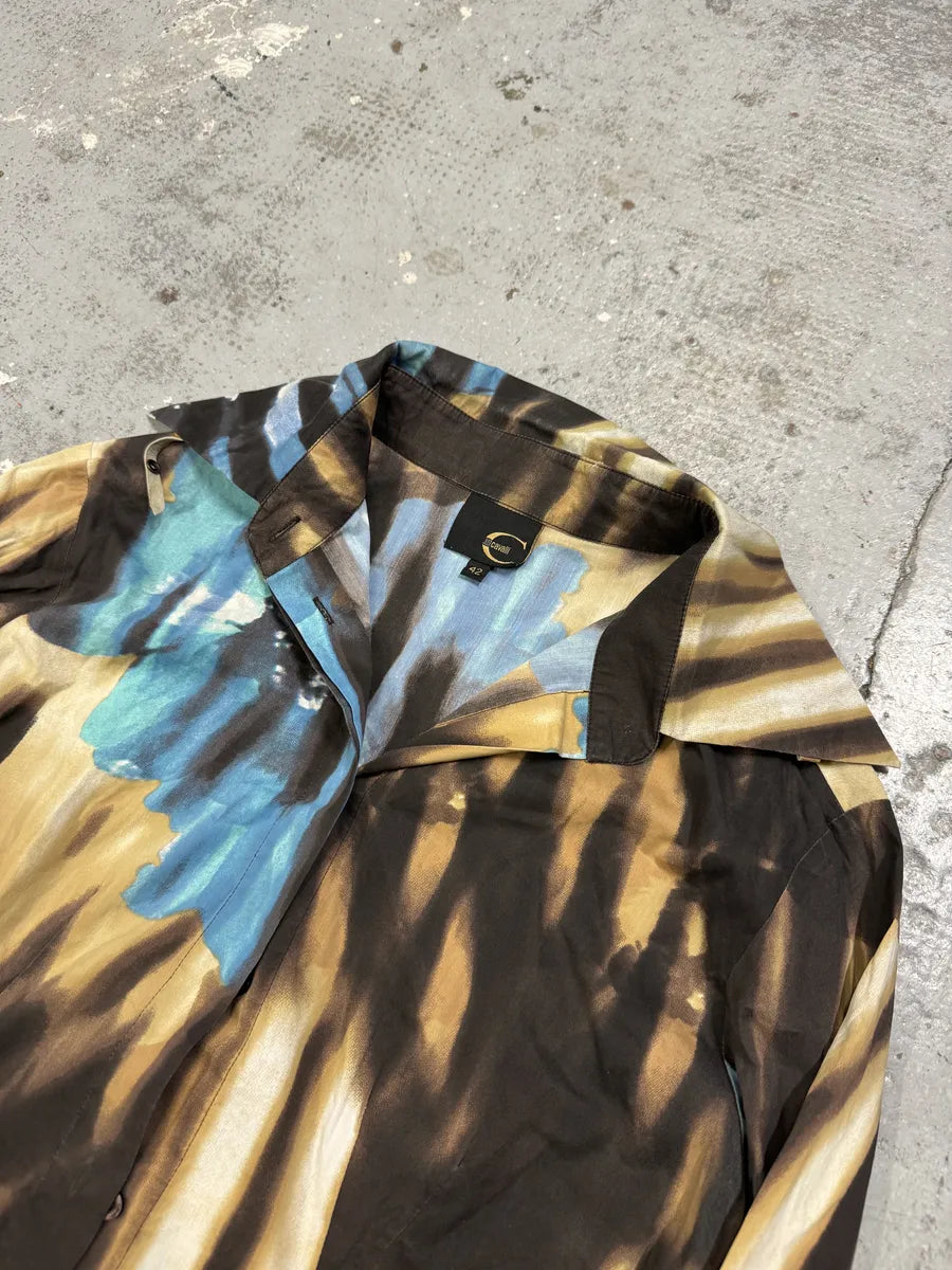 SS2002 Just Cavalli Psychedelic Hallucination Blue Flowers Shirt nINoECu 7