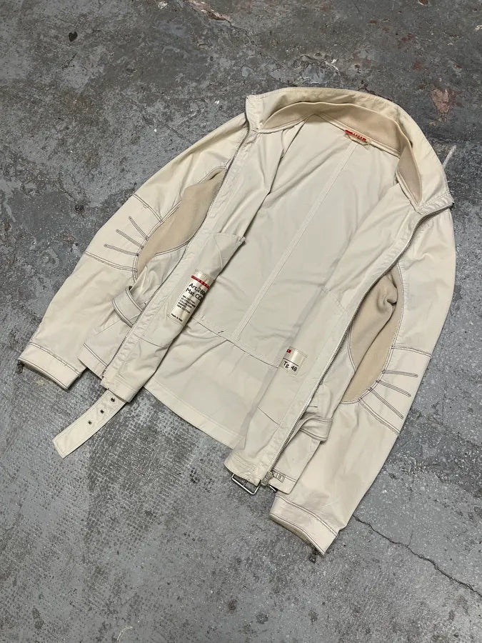 SS2002 Prada Beige Light Belted Zip-up Jacket qomTzWJ 2