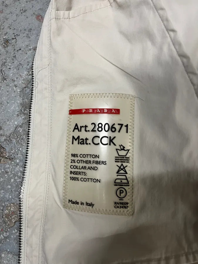 SS2002 Prada Beige Light Belted Zip-up Jacket qomTzWJ 6