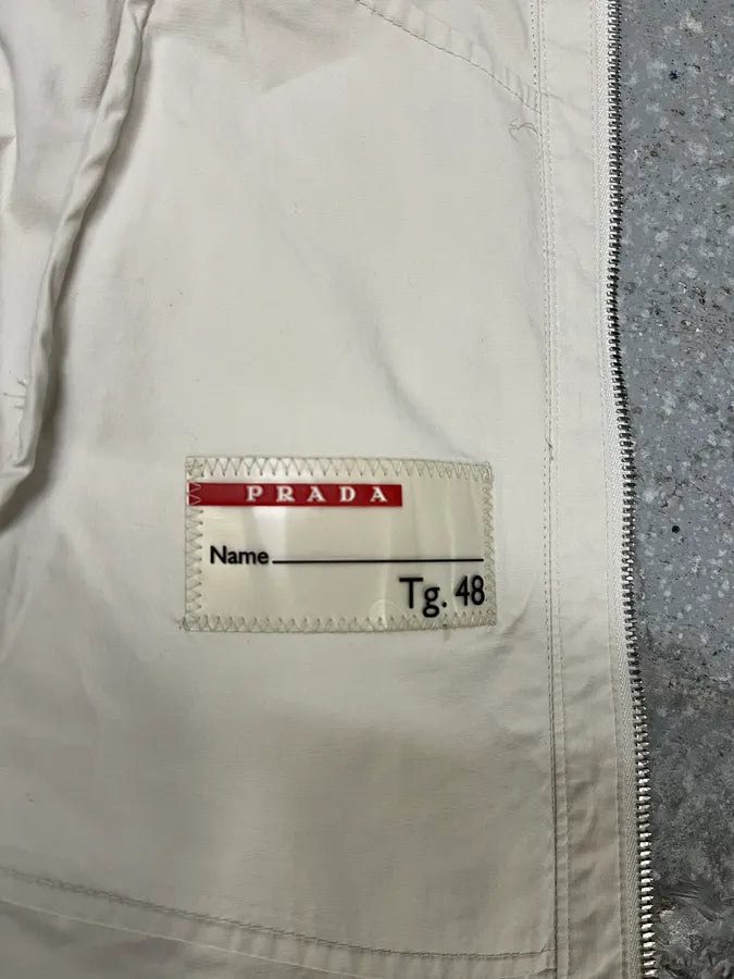 SS2002 Prada Beige Light Belted Zip-up Jacket qomTzWJ 7