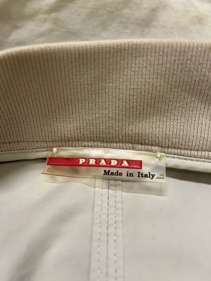 SS2002 Prada Beige Light Belted Zip-up Jacket qomTzWJ 8